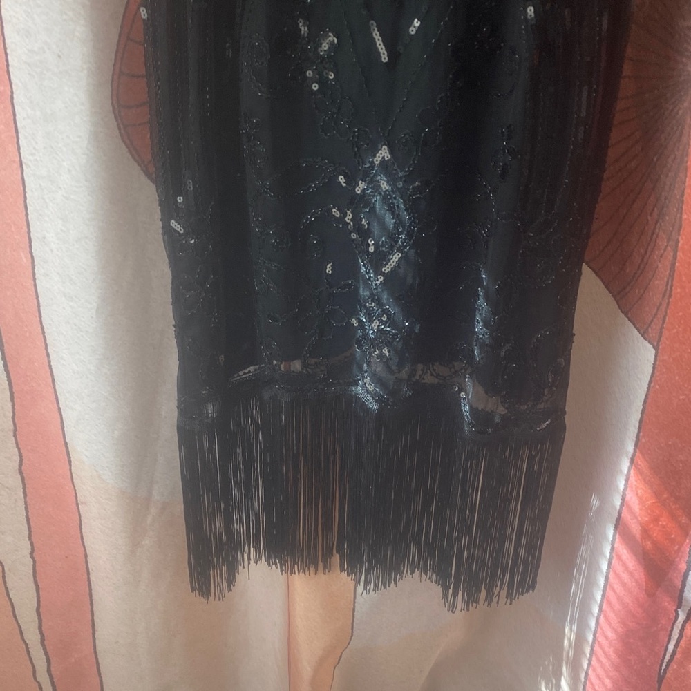 YESSA 1920s Flapper Fringe Short-Sleeve Sequin Dress - Picture 6 of 14